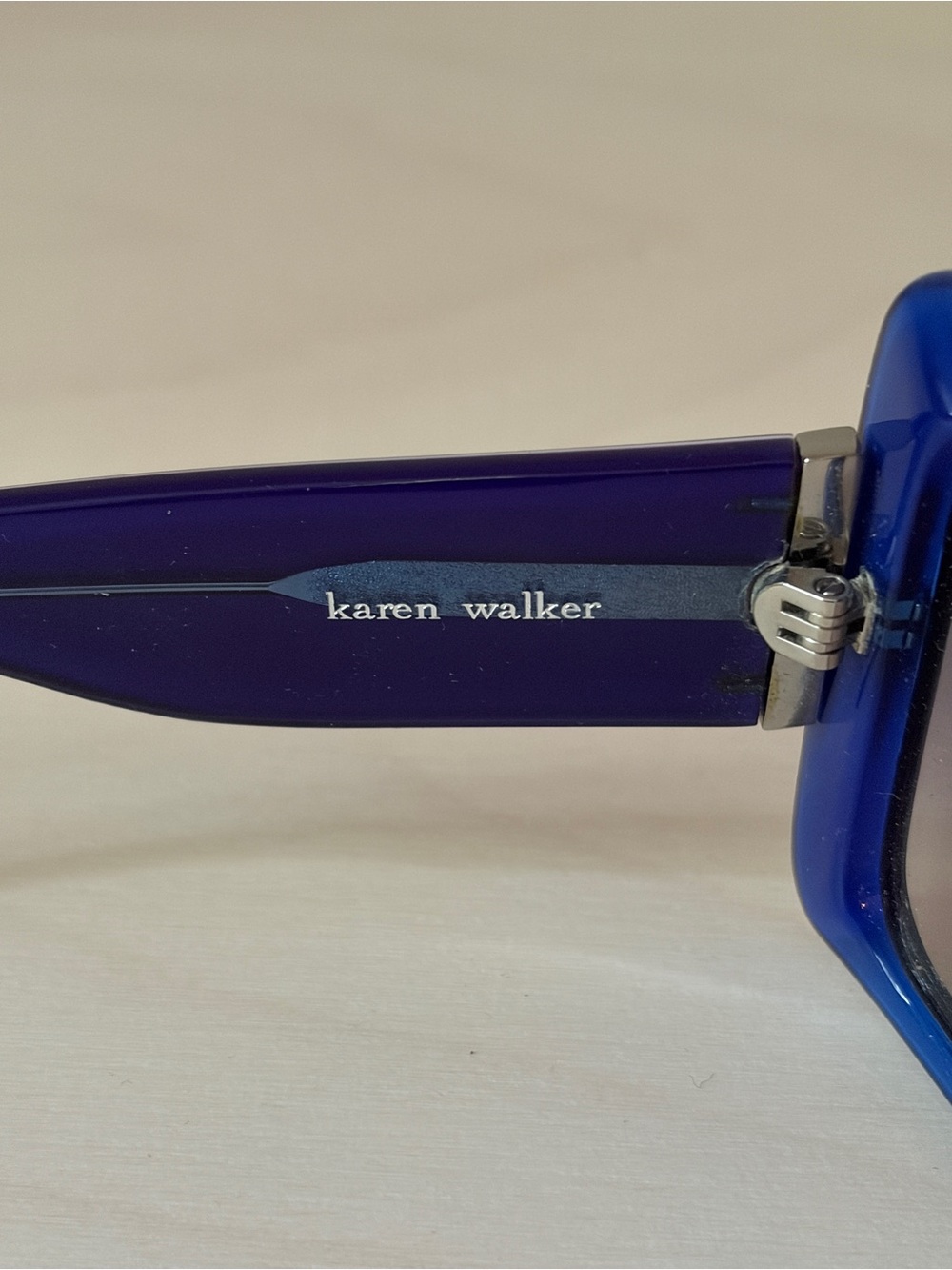 Karen Walker Oversized Black-Plum Sunglasses with Cobalt Inner Frame - Picture 7 of 11